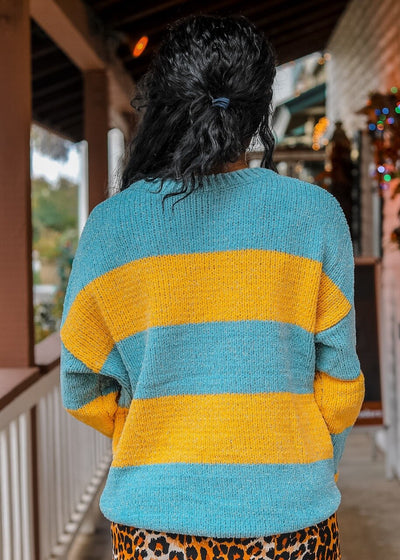 Down The Block Long Sleeve Colorblock Striped Lurex Sweater - SURELYMINE