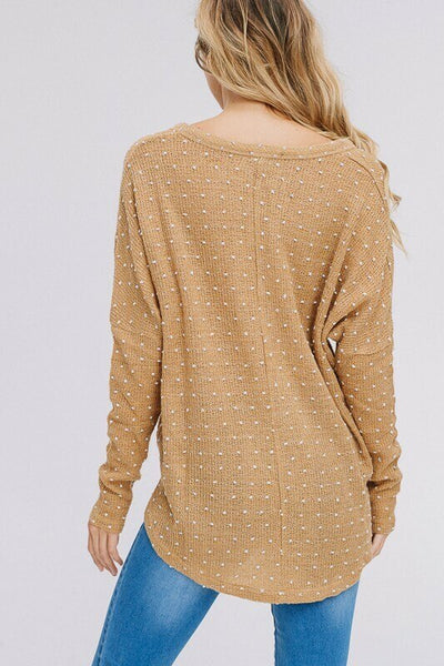 Dotted Button Up Front Tie Patterned Top - SURELYMINE