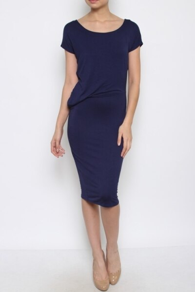 Throw and Shirt Midi Dress Navy - SURELYMINE