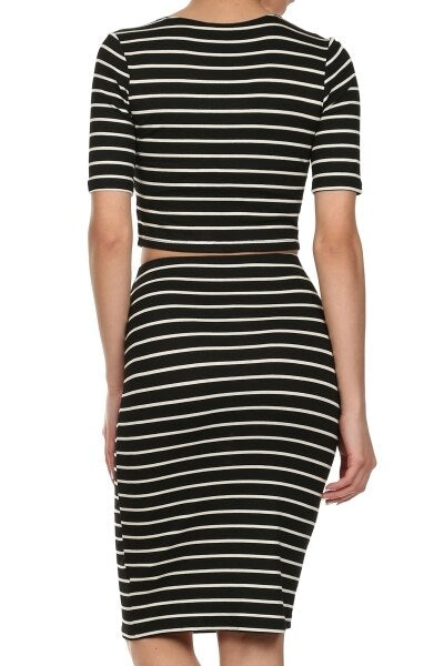 PinStripe It Set With Cropped Tee and Matching Skirt - SURELYMINE