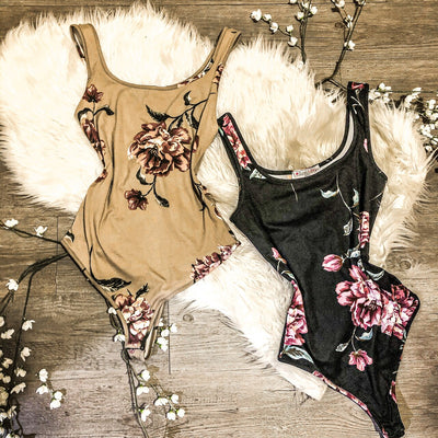 Lola Floral Bodysuit Nude - SURELYMINE