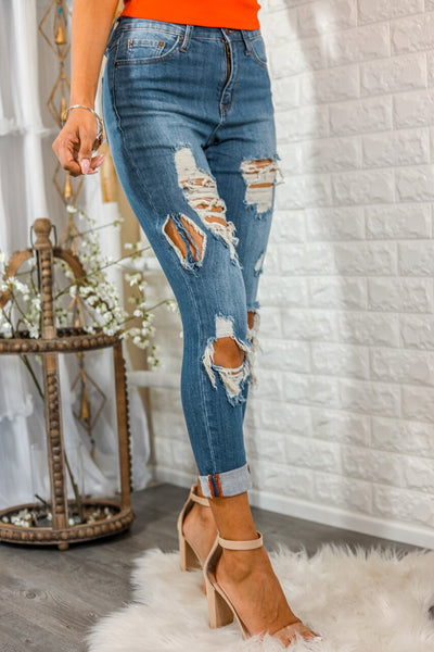 Split Decision Ripped High Waisted Boyfriend Jeans - SURELYMINE