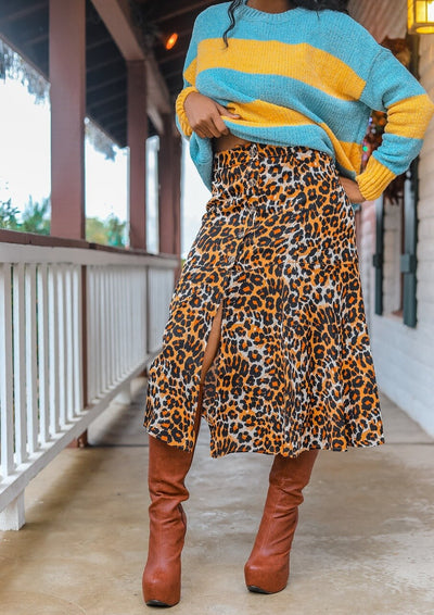 Untamed Animal Print High Waisted Midi Skirt - SURELYMINE