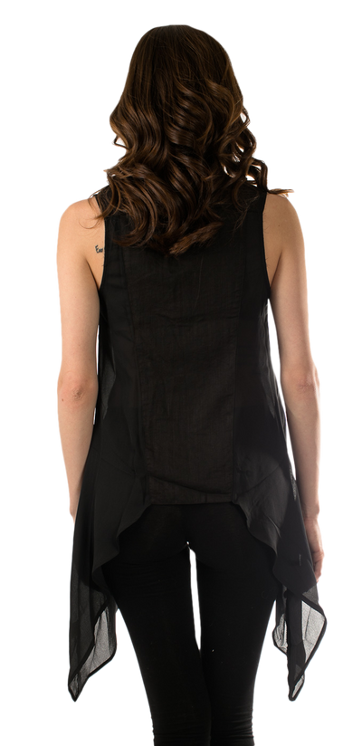 High Low Side Zipper Vest Black - SURELYMINE