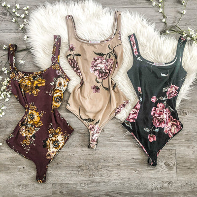 Lola Floral Bodysuit Nude - SURELYMINE