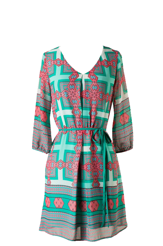Beautiful Print Belted Shift Dress - SURELYMINE