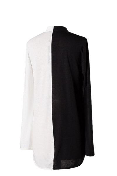 Soft Cotton Long Sleeves Wrap Color Block Top - SURELYMINE