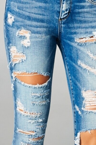 Ripped and Distressed It Up Skinny Jeans - SURELYMINE