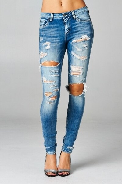 Ripped and Distressed It Up Skinny Jeans - SURELYMINE