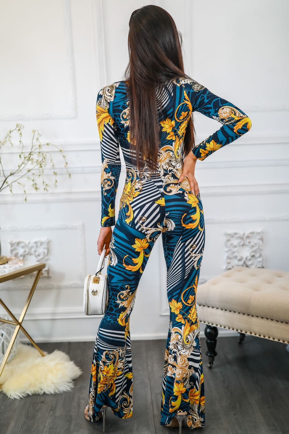 Rich and Ready Deep V Neck Jumpsuit