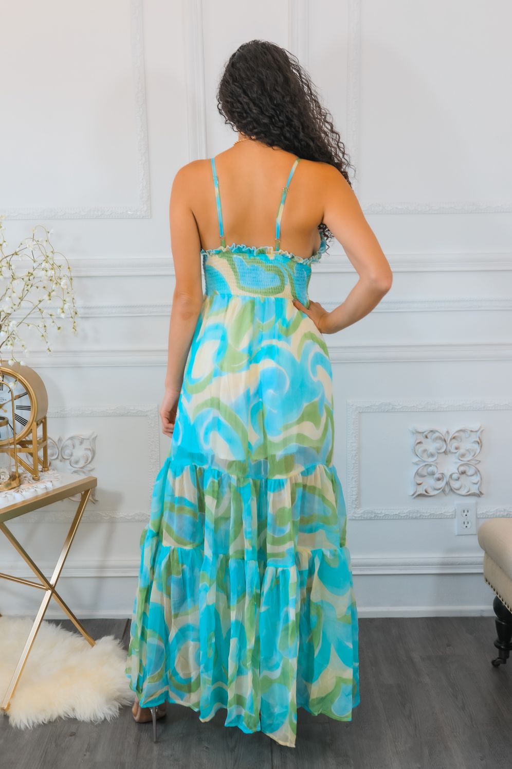 Swirl Pattern Maxi Dress
