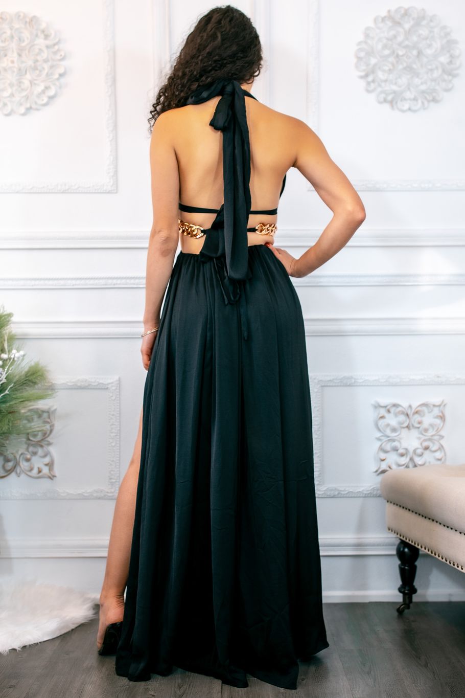 Extravaganza Cut Out Maxi with Side Slits Dress SURELYMINE Extravaganza Cut Out Maxi with Side Slits Dress SURELYMINE
