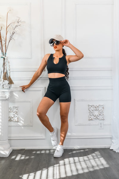 Next Level Ribbed Snatched Active Wear Shorts Set