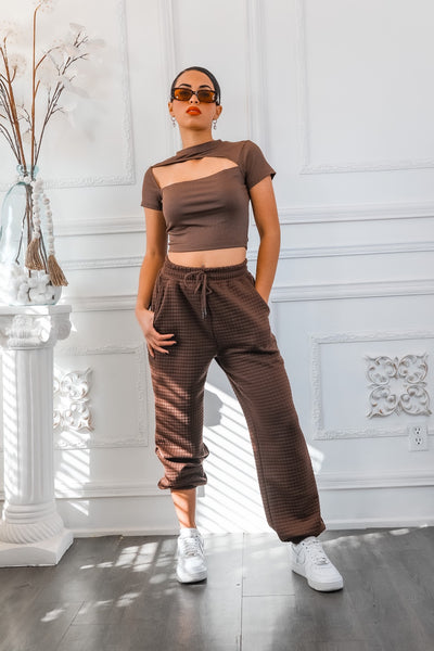 Asymmetrical Cut Out Ribbed Cropped Top