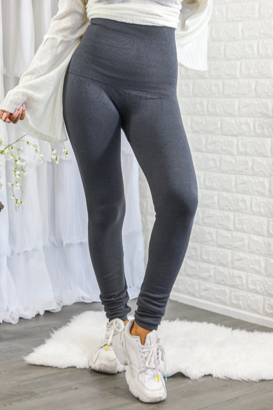 High Waist Compression Leggings with French Terry Lining.