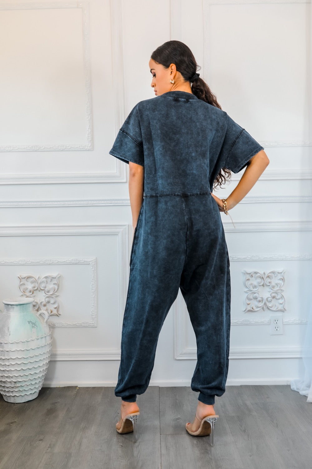 Bring It Back Mineral Wash French Terry Harem Jumpsuit