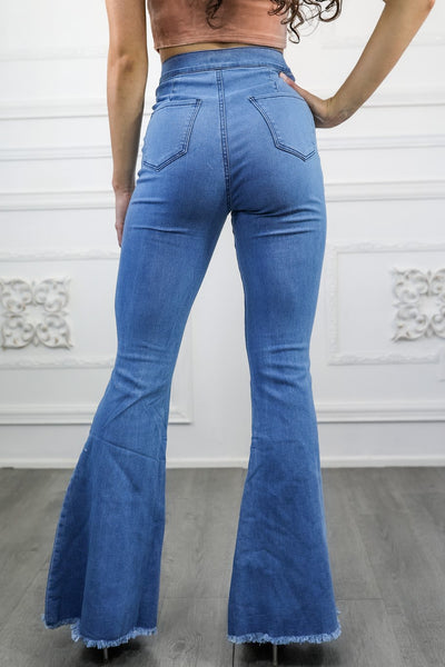 Classic Bell Bottom Jeans without Front Pockets
