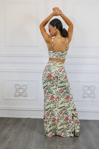 Floral Mermaid Maxi With Cutouts Dress