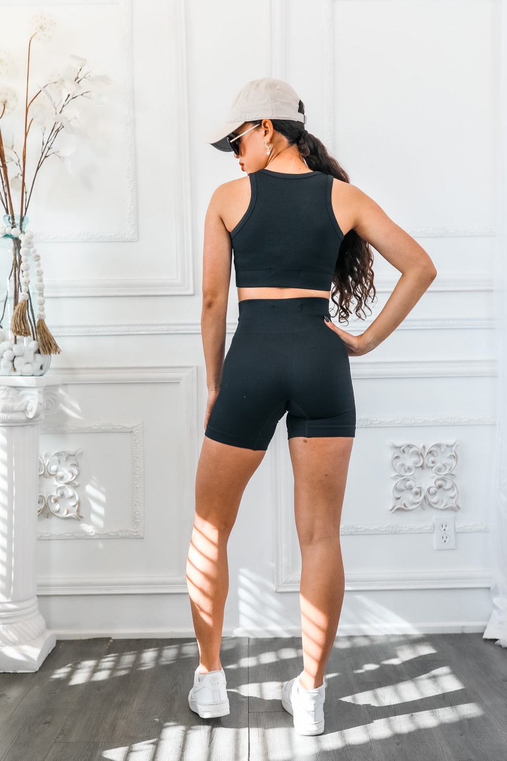 Next Level Ribbed Snatched Active Wear Shorts Set
