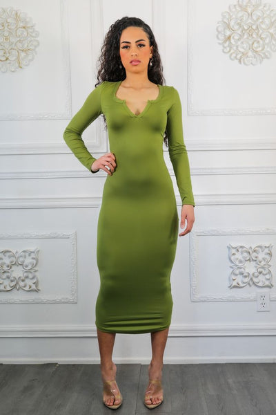 Split Accordingly Long Sleeves Midi Dress