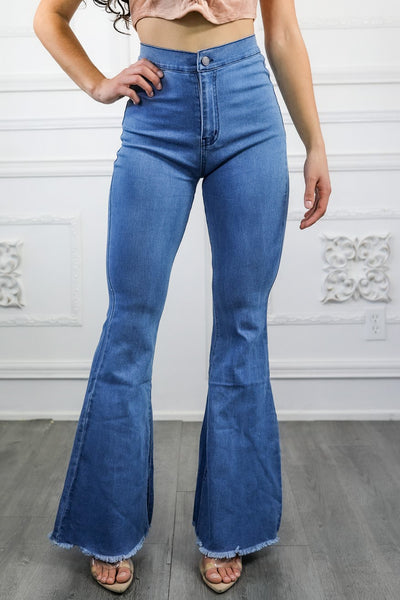 Classic Bell Bottom Jeans without Front Pockets
