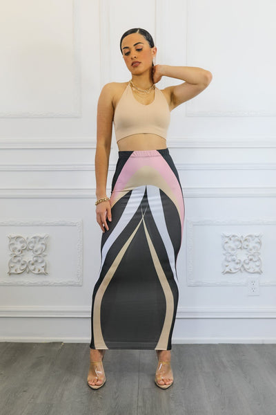 Level Up Geometric Print Maxi Skirt