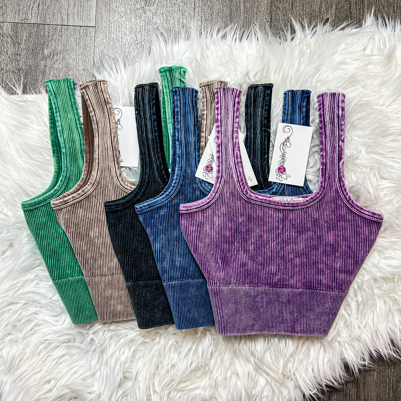 Thick Washed Ribbed Square Neck Cropped Tank Top