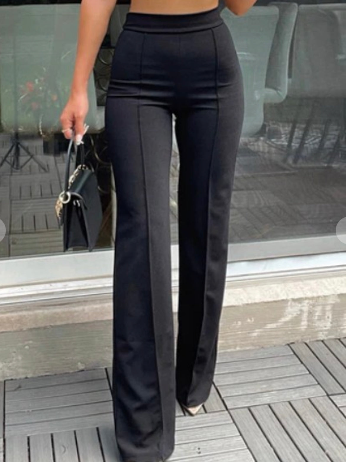 High Waisted Wide Legged Pintuck Pants