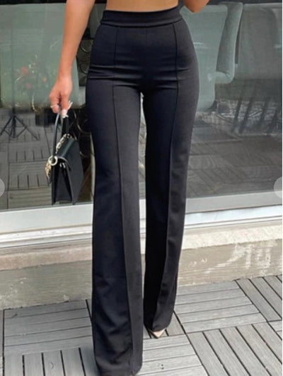 High Waisted Wide Legged Pintuck Pants