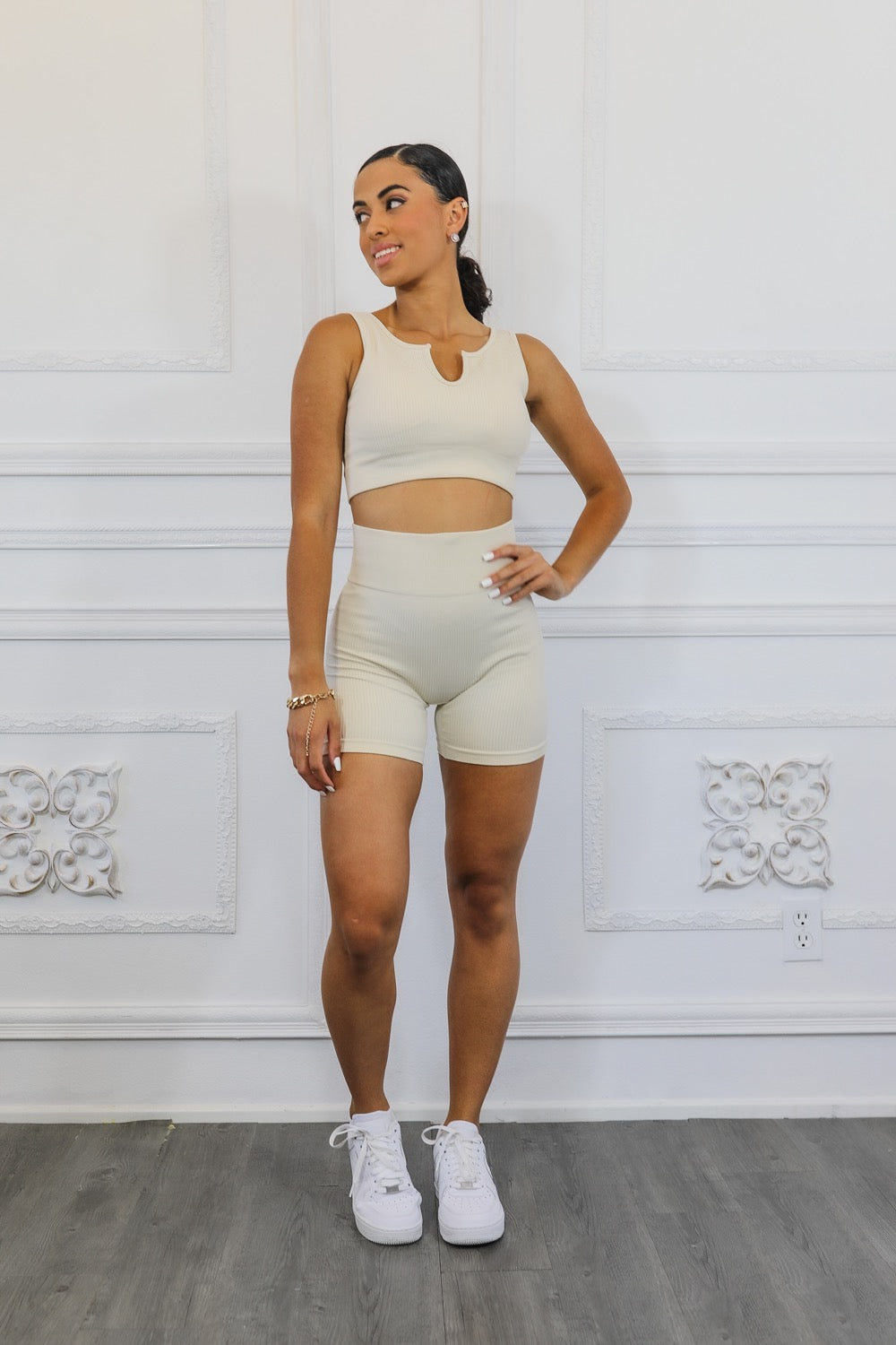 Seamless Ribbed Active Wear Two Piece Set