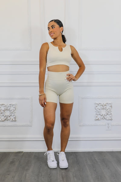 Seamless Ribbed Active Wear Two Piece Set