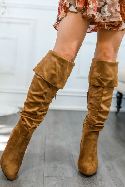 Unmatchable Pointy Slouchy Knee and Thigh High Boots Tan
