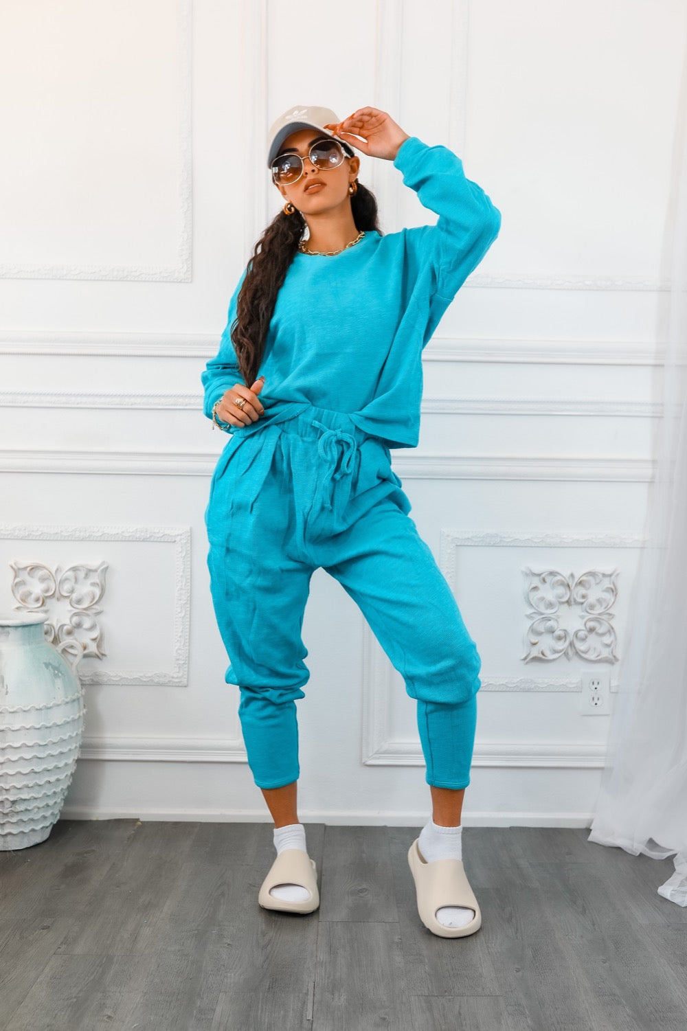 Flex Cotton Oversized Top and Lounge Jogger Pant Set