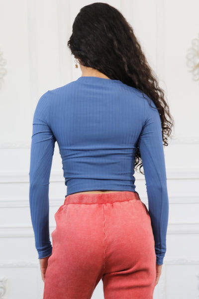 Long Sleeves Lettuce Edge Crop Top