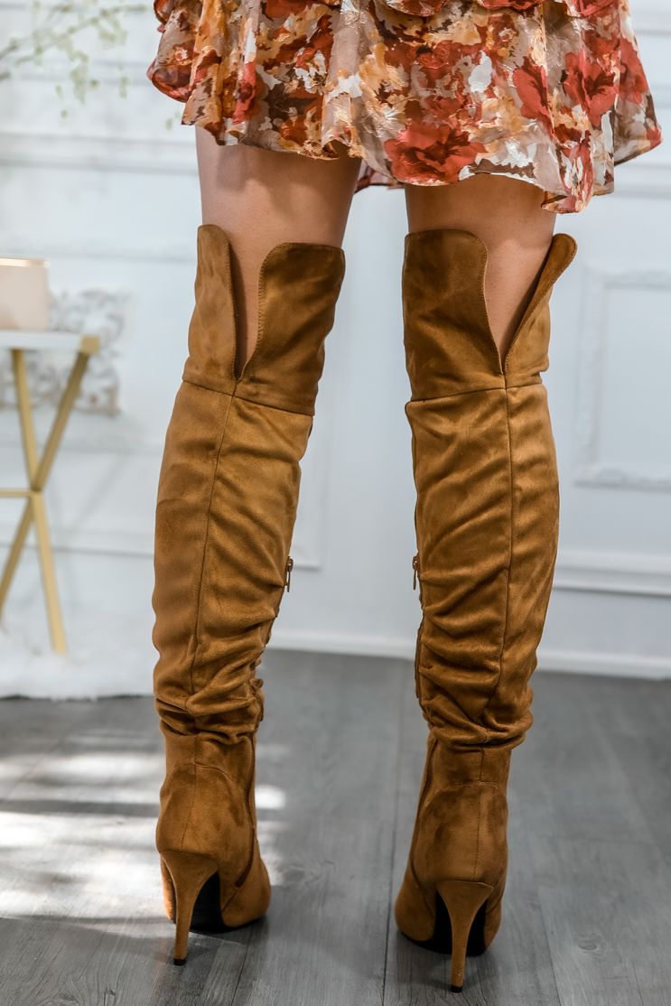 Unmatchable Pointy Slouchy Knee and Thigh High Boots Tan – SURELYMINE