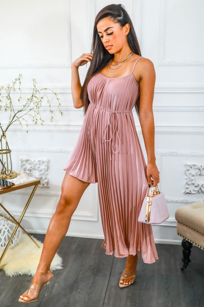 Pleated On Me Asymmetrical High Low Dress