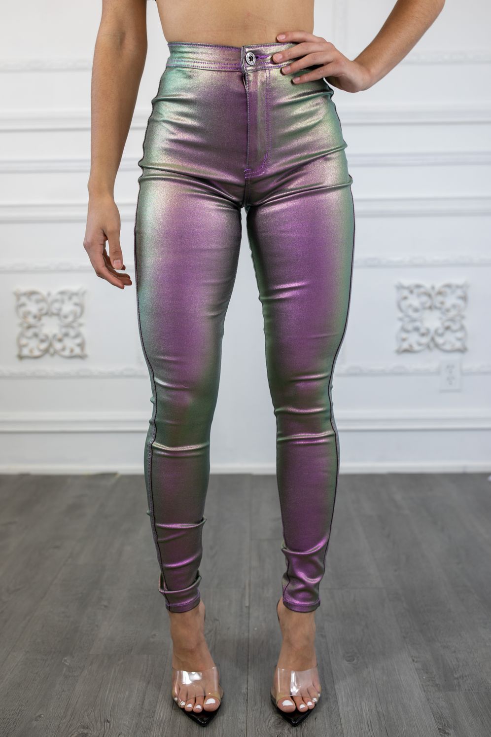 Metallic Dimensions Disco Stretch Pants