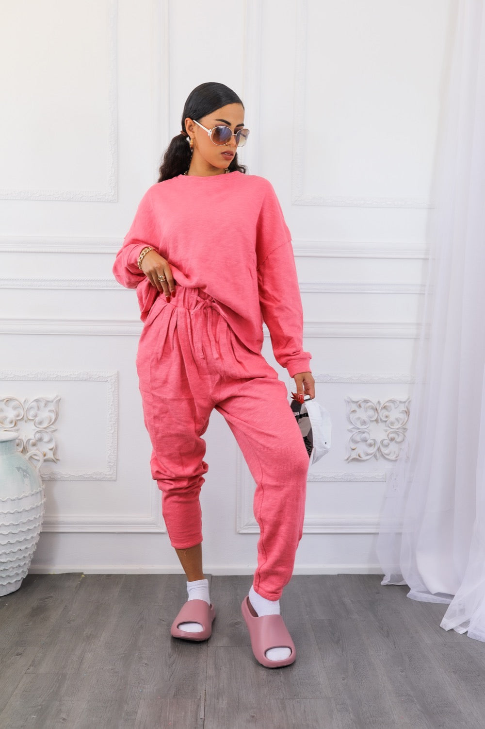 Flex Cotton Oversized Top and Lounge Jogger Pant Set