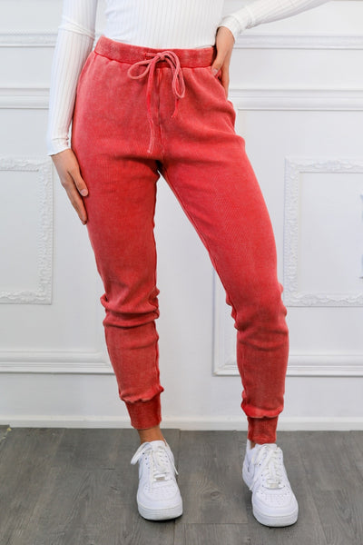 Washed Waist Tie Slim Jogger Pants