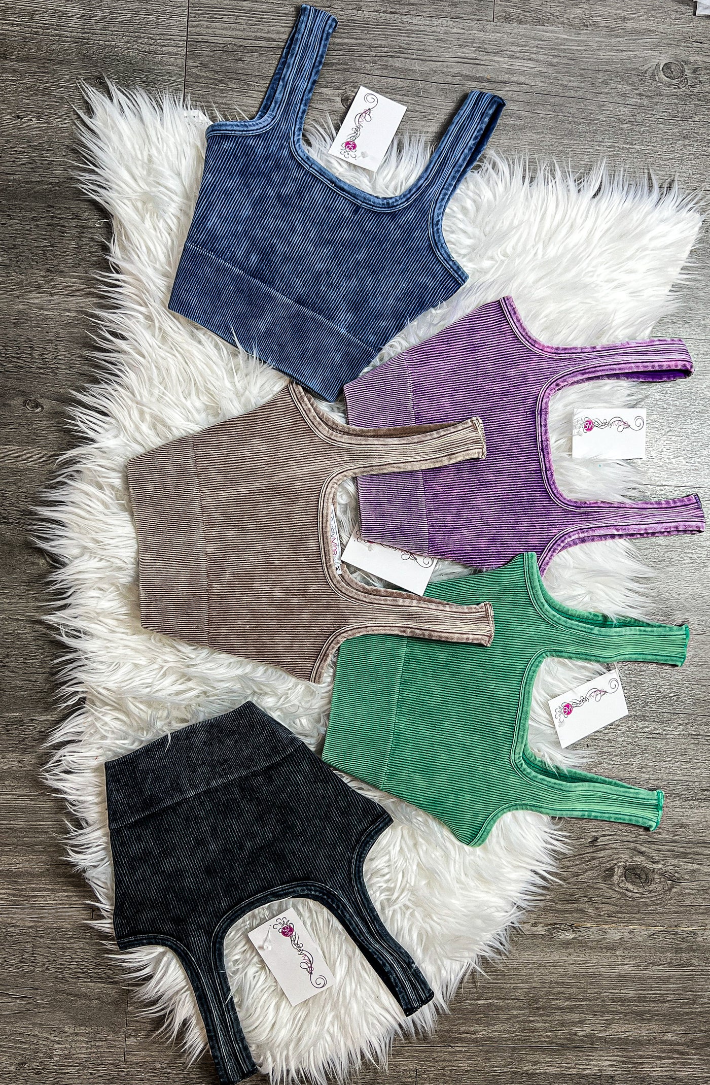 Thick Washed Ribbed Square Neck Cropped Tank Top