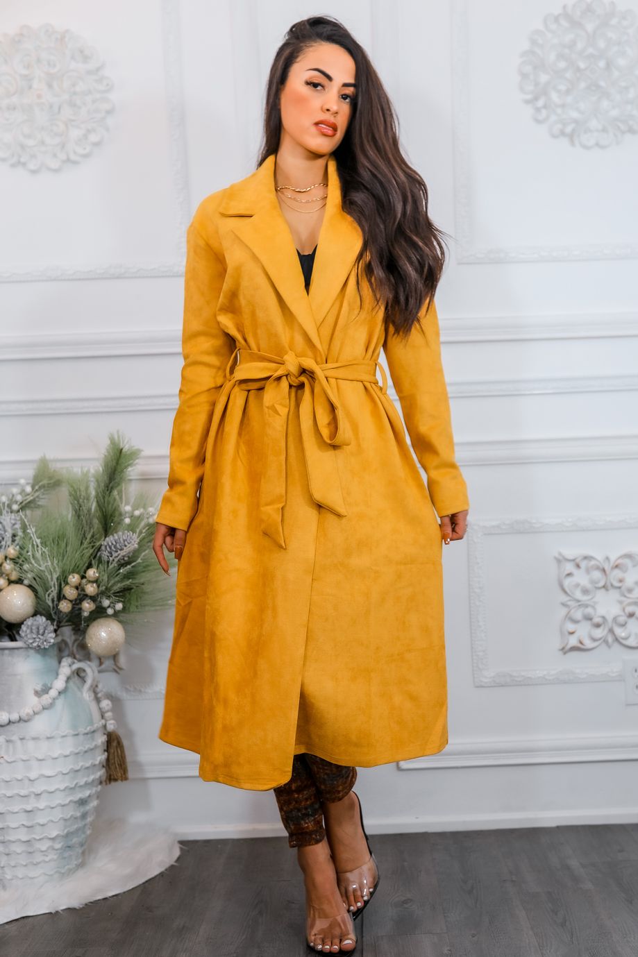 Kimberly Faux Suede Long Coat