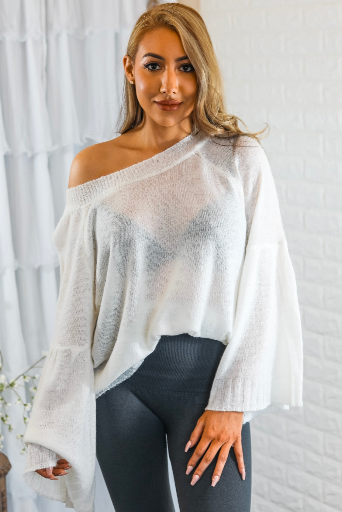 Ring the Bell Sleeves Sheer Sweater