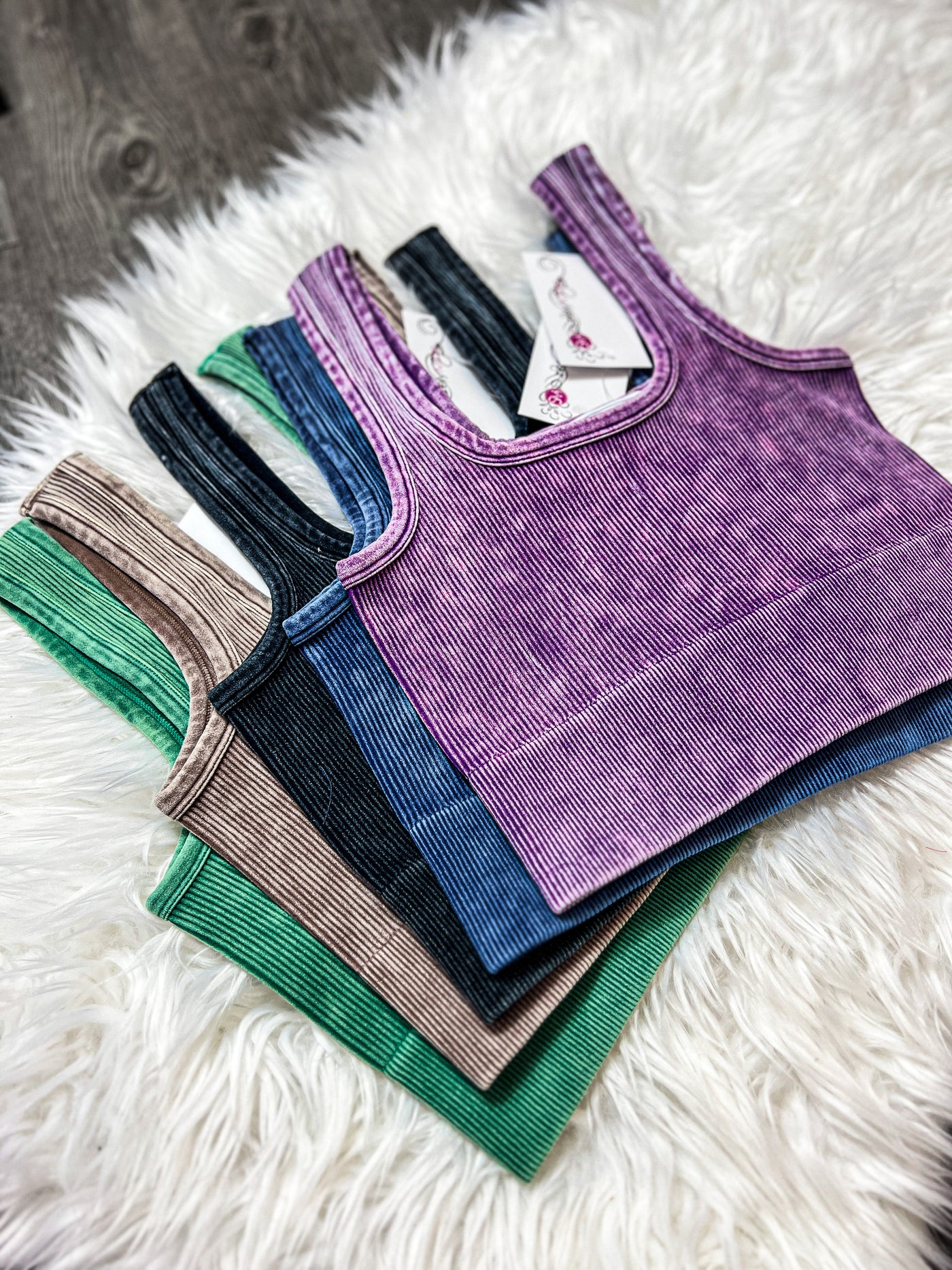 Thick Washed Ribbed Square Neck Cropped Tank Top