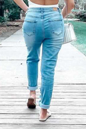Jemma Straight Leg Ripped Mom Jeans - SURELYMINE