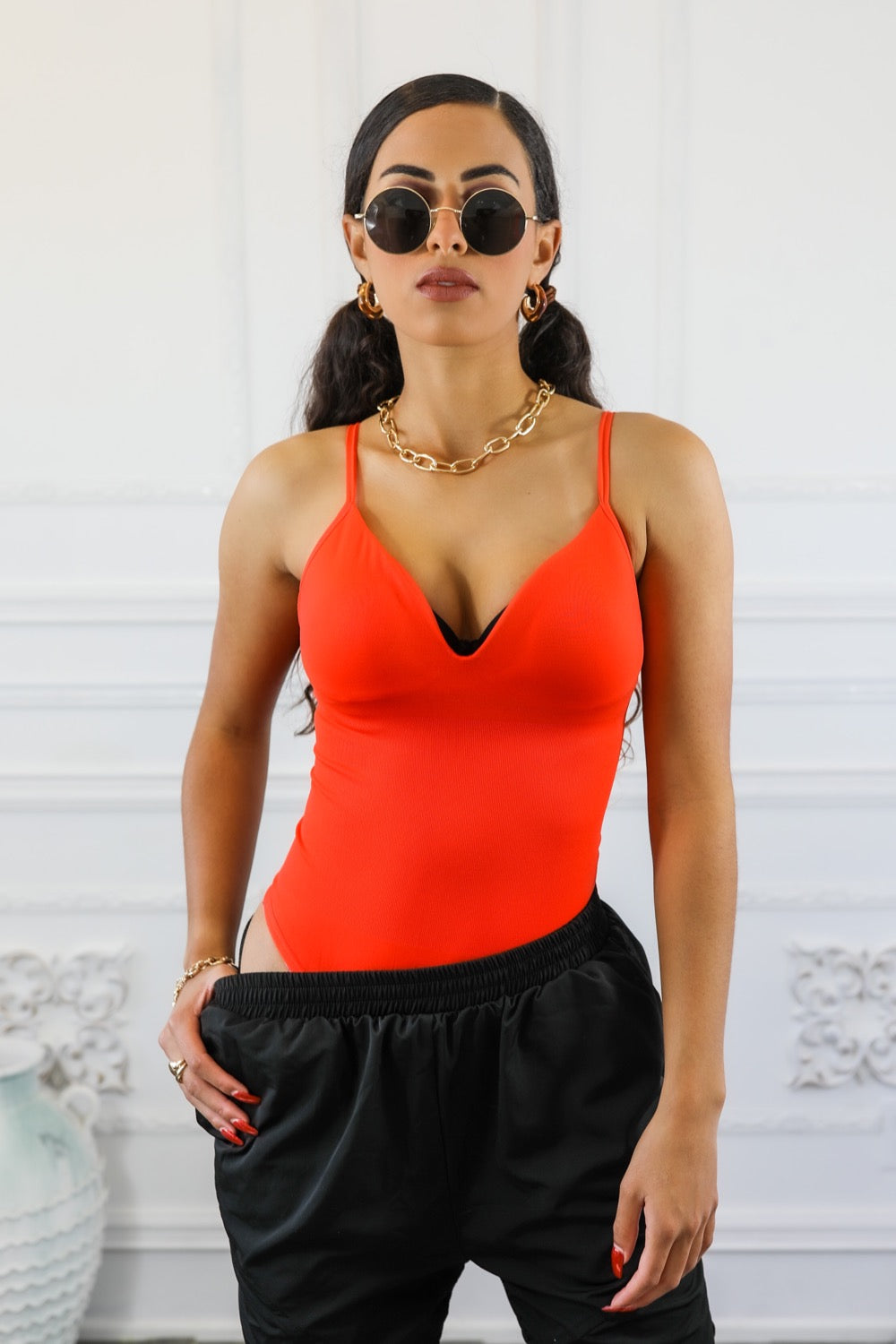Plunged Snatched Sweetheart Cami Bodysuit