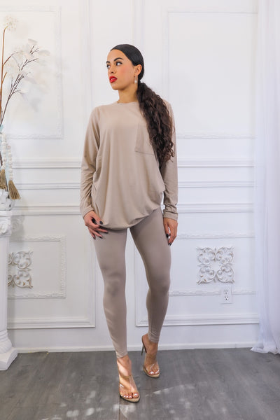 The Relaxed Fit Brushed Microfiber Top and Legging Set