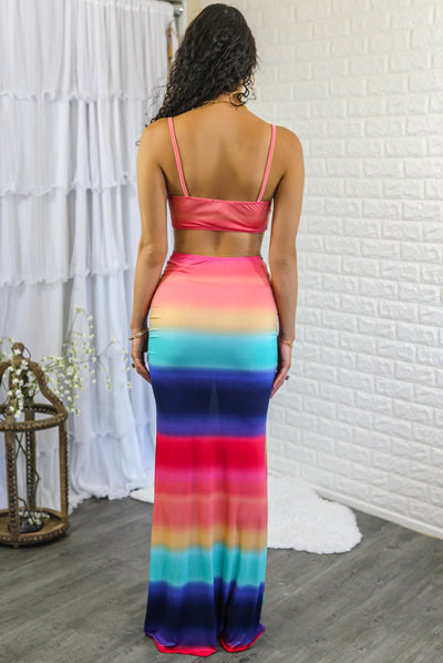 Over the Rainbow Cut Out Maxi Dress