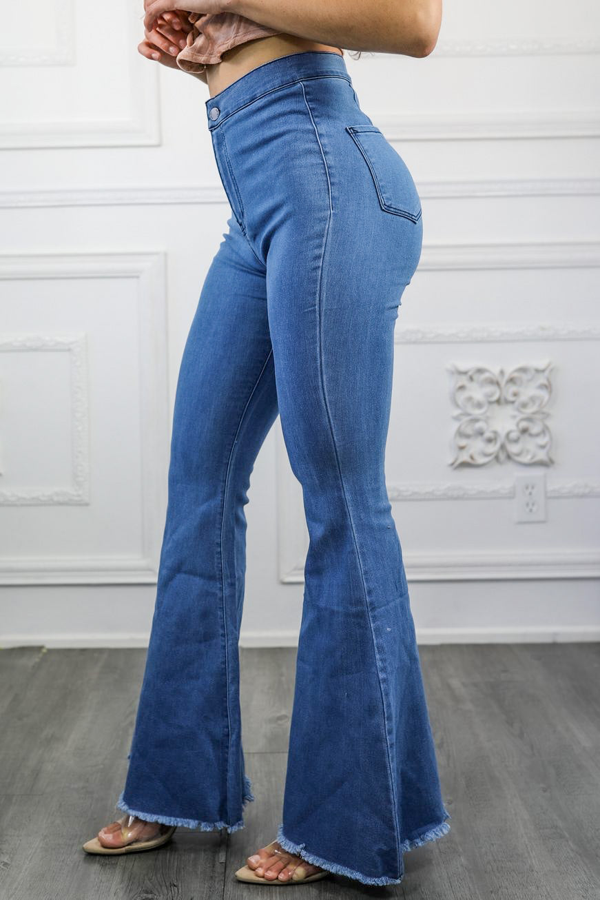 Classic Bell Bottom Jeans without Front Pockets