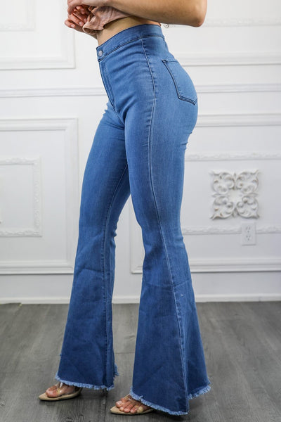 Classic Bell Bottom Jeans without Front Pockets