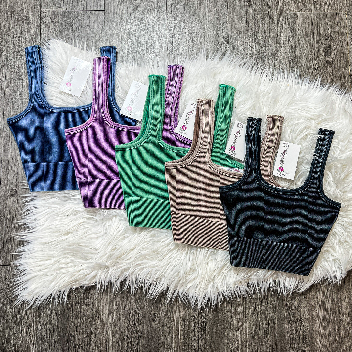 Thick Washed Ribbed Square Neck Cropped Tank Top